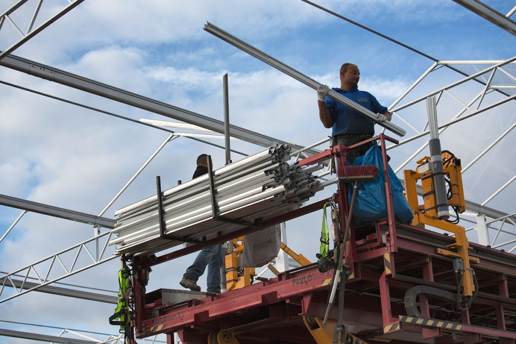 De tomatenkas van 14.000 m2 in aanbouw
